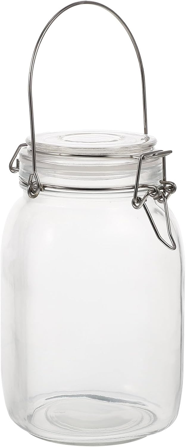 Glass Sealing Jar 1.5l Airtight Food Storage Container with Handle Sturdy Kitchen Pickle and Grain Storage Canister for Pantry Organization