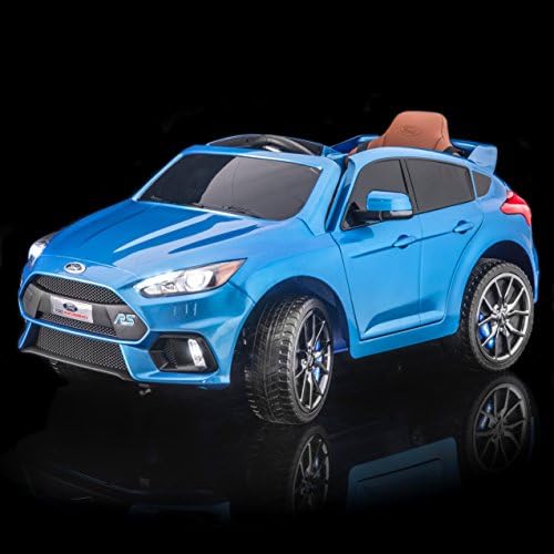 SUPERtrax Licensed Ford Focus RS Kid's Ride On Electric Toy Car, Remote Control, EVA Foam Rubber Tires, Leather Seat, Free MP3 Player - Nitrous Blue