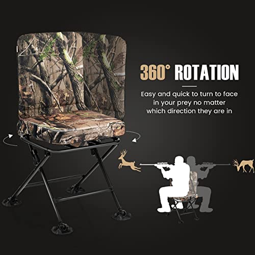 Image of Tangkula Hunting Chair, 360 Degree Swivel Camouflage Portable Folding Hunting Blind Chair with Padded Cushion, Adjustable Foot Pads for Blinds, Fishing, Camping