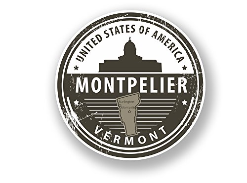 Image of 2 x 30cm/300mm Montpelier Vermont Vinyl Sticker Travel Luggage USA #7096