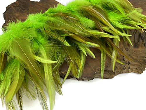 1 Yard - Lime Green Rooster Neck Hackle Saddle Feather Wholesale Trim Diy Craft Wedding Dress | Moonlight Feather #TOP2