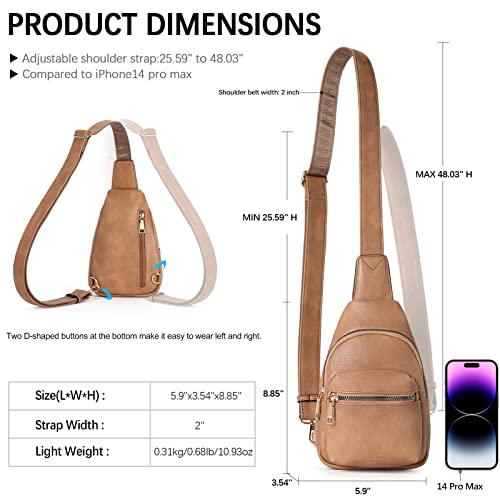 CLUCI Small Sling Bag for Women, Leather Crossbody Fanny Packs Trendy, Women's Chest Bag - Thumbnail 5