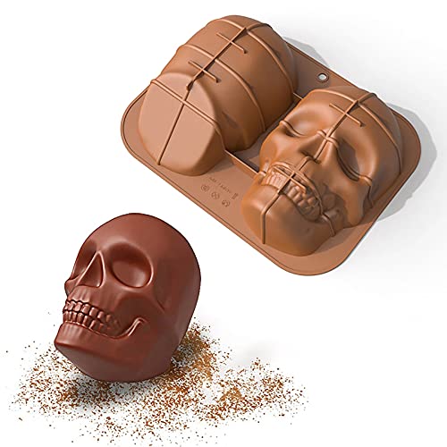 Grospe Large Skull Cake Mould Silicone Head Skeleton Baking Cake Pan for Halloween 3D Baking Mould Tin Cake Pan - Image 2