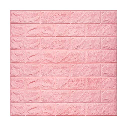 3D Brick Wall Stickers Wall Paper Self-Adhesive Panel Decal PE Wallpaper - Peel and Stick Wall Panels for TV Walls, Sofa Background Wall Decor (19.35 sq.ft Brick Pink)