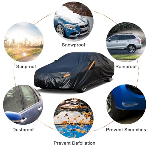 Image of Kayme 7 Layers Car Cover Custom Fit for Lexus ES 300 330 350 (2015-2025) Waterproof All Weather for Automobiles, Outdoor Full Cover Rain Sun UV Protection.Black