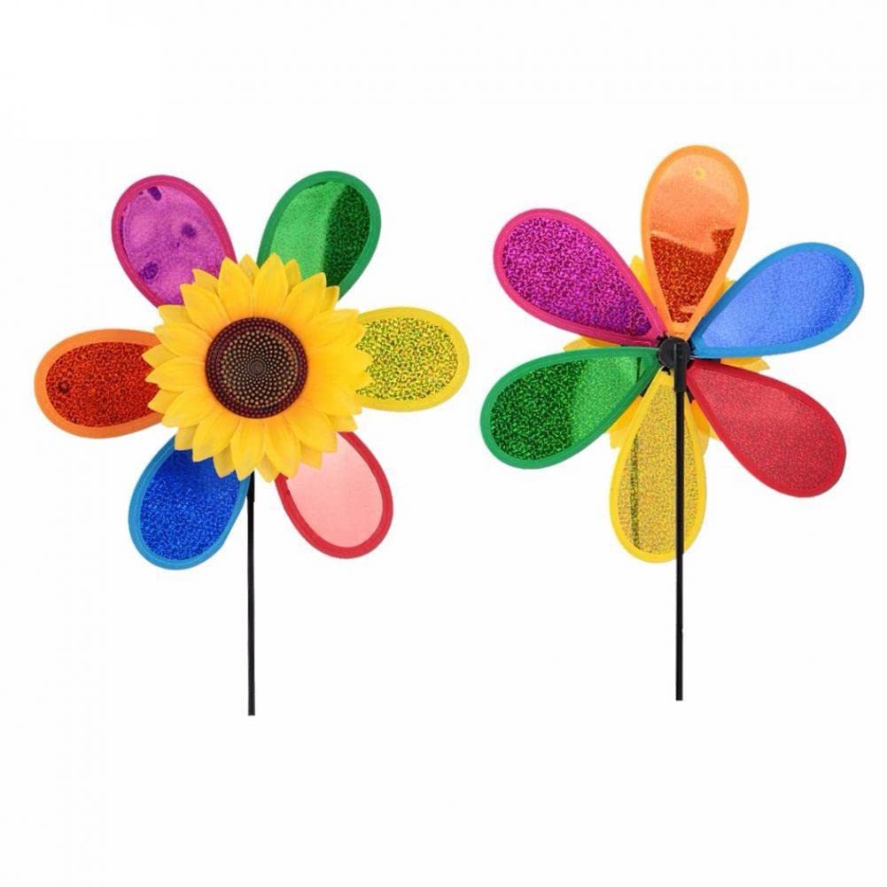ZYWUOY 4 piezas de molinillo de viento de jardín, molino de viento de girasol, molino de viento, decoración de molino de viento, spinner para patio, césped, jardín, decoración de fiesta