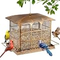 Large Bird Feeder, Heavy Duty Metal Bird Feeders for Outdoor Hanging, 9.5LB Seed Capacity Wild Birdfeeder for Outside Garden Decoration