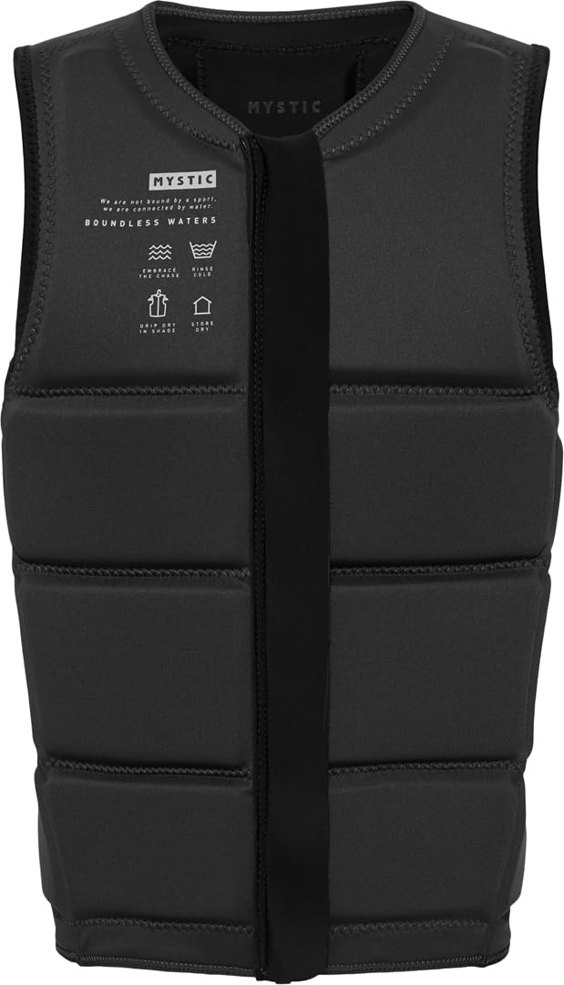 Gilet D'impact MYSTIC Fzip Wake – Noir, Taille S – Pour Wakeboard Et Sports Nautiques