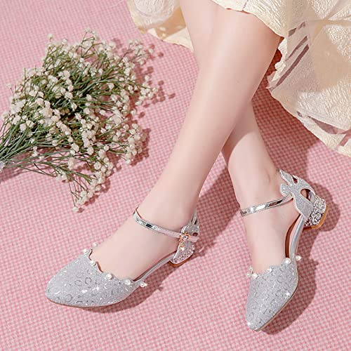 Little/Big Kid Girls Sandals Low Heel Dress Close Toe Sandals Flower Wedding Party Toddler Girl Slip on3
