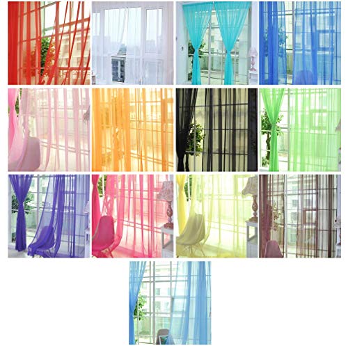 KinshopS - Cortina de tul translúcida para ventana, color liso