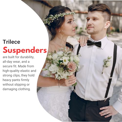 trilece Suspenders for Men – Adjustable Elastic Mens Suspenders with Heavy Duty Strong Clips