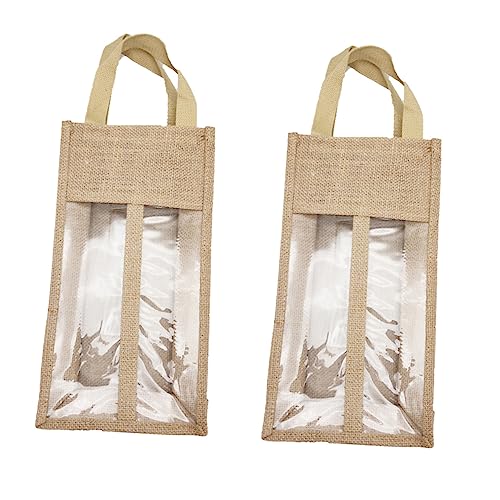 ZAANU 2pcs Wine Bag Wine Bottle Bags for Travel Wine Bag Travel Tote Bags Linen Wine Champagine Bag Wine Bottle Covers Bottle Protector Bags Plastic Wine Bag with Handle Bag/1089