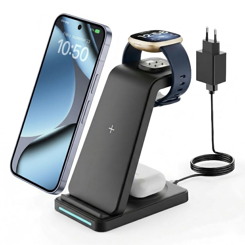 GEEKERA Station de charge 3 en 1 pour Fit bit, GD306-01, noir