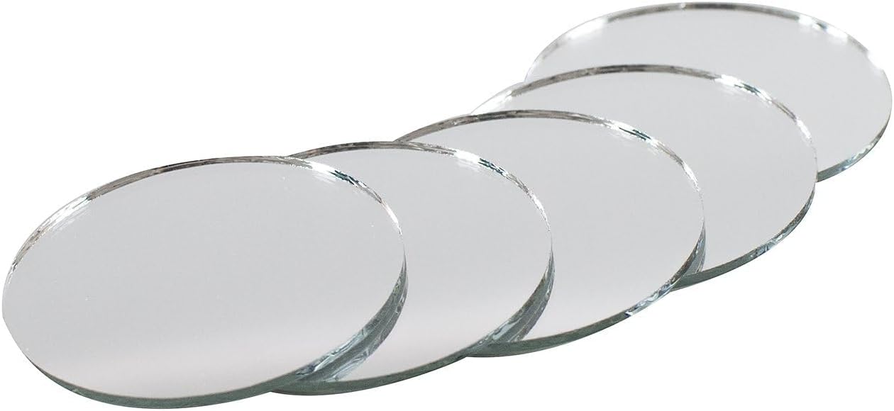 VINAYAK GALLERYRound Circle Mirror Glass Acrylic For Painting, Lippan Art, Craft DIY Mud Work Wall Mount 2X2 Inch (Pack Of 30 Piece),Silver