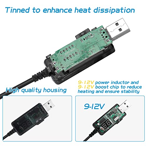 YACSEJAO USB 5V to 9V/12V Step Up Cable 2.6FT/0.8M USB to 9v - Image 3