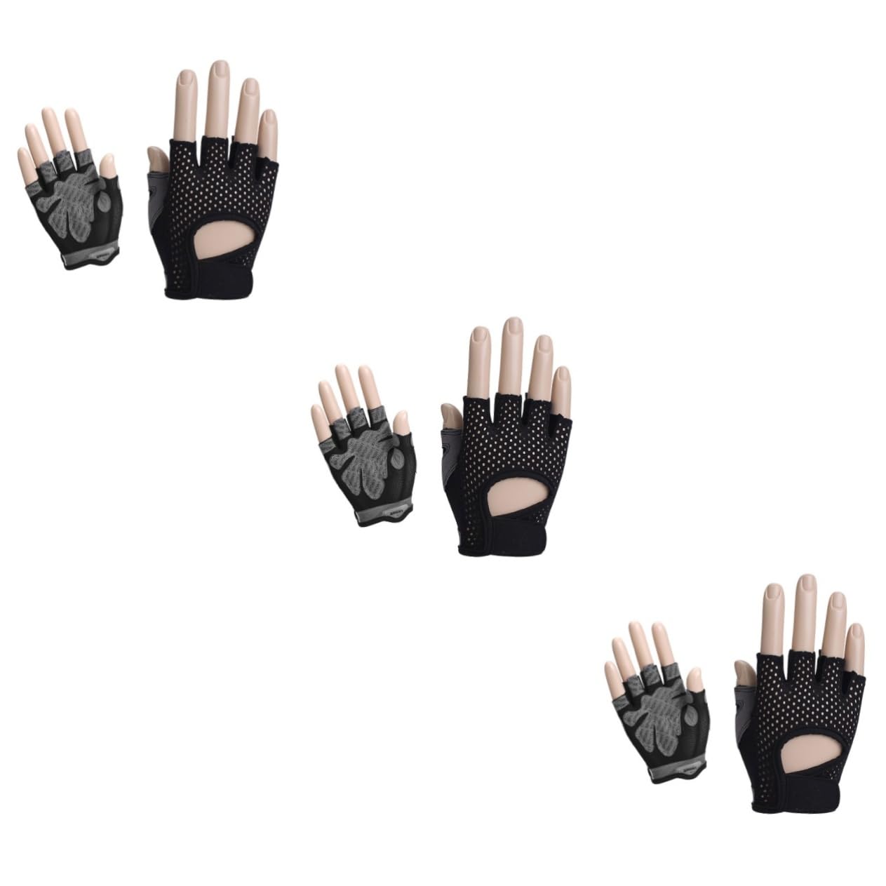 BESPORTBLE 3pezzi Guanti Da Allenamento Sportivi Per Donne Guanti Mezza Dita Antiscivolo Per Sollevamento Pesi e Fitness Comodi e Traspiranti Nero s