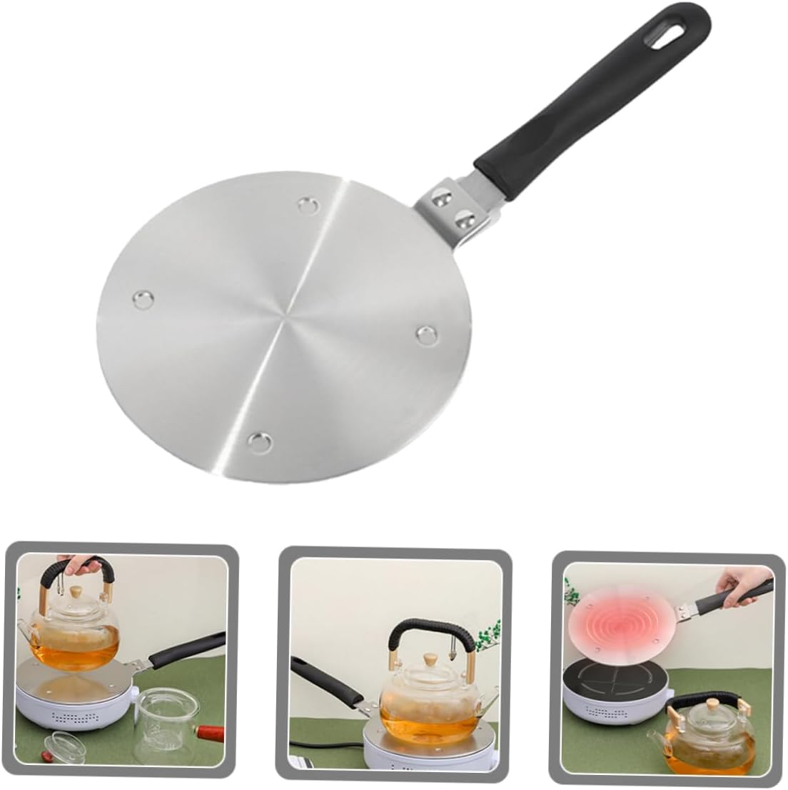 LABRIMP 1set Induction Cooktop Heat Diffuser Plate Removable Handle Stainless Steel Cooking Adapter for Induction and Gas Stove Thickened Design Energy-saving Cooking Tool
