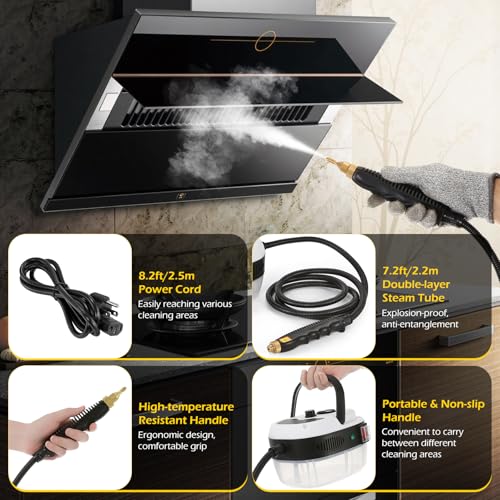 Image of Dyna-Living Steam Cleaner 2500W Engine Steam Cleaner For Auto Detailing | High Pressure Steam Cleaner, 33.8 oz Tank, 6-Gear Steam Adjustable, 10s Heat-Up Handheld Steamer for Cleaning, Grout, Dirt