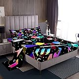 Juego de sábanas geométricas coloridas para niños y niños, ropa de cama de moda moderna abstracta Memphis Sábana bajera 1 sábana plana tamaño King