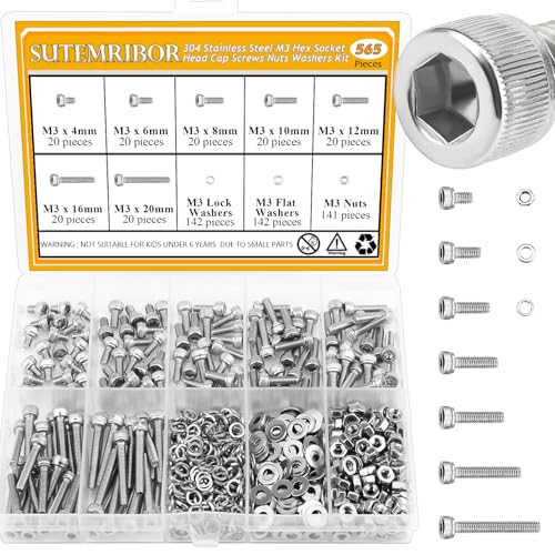 Sutemribor Hex Head Screw Bolt and Nut Assortment Kit
