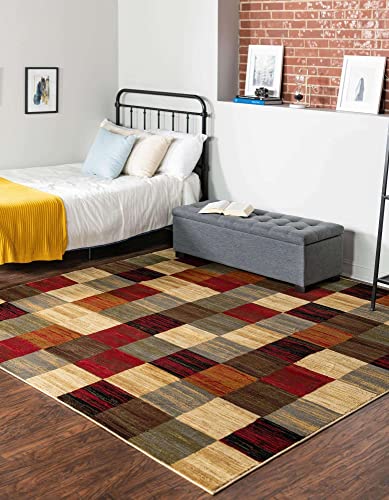 Image of Unique Loom Barista Collection Area Rug - Gava (10' Square, Multi /Brown)