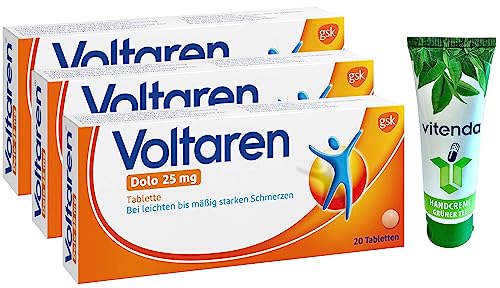 Voltaren Dolo 25 mg 3x20 Tabletten inclusiven einer Handcreme von vitenda - bei Muskel- und Rückenschmerzen