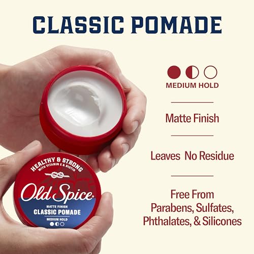 Old Spice Classic Pomade for Men, Healthy & Strong with Vitamin E & Biotin, Men's Hair Styling Pomade, Medium Hold, Matte Finish, 2.22 oz, Twin Pack - image 6
