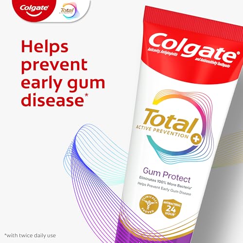 Colgate Total Active Prevention Gum Protect Whitening Toothpaste, 3 Pack, SLS Free Gingivitis Toothpaste for Bleeding Gums, Redness, Inflammation, Irritation, and Sensitivity, 3.0 oz