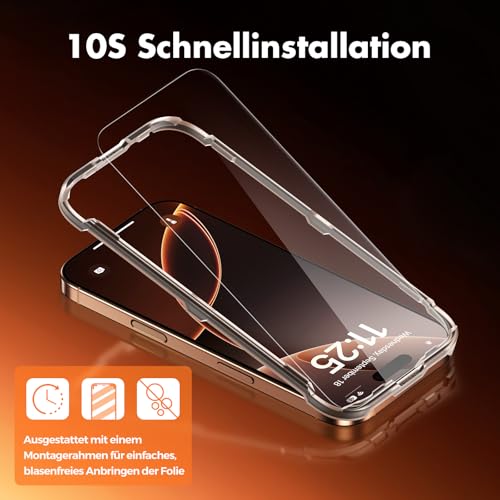 UNBREAKcable Bildschirmschutz für iPhone 16 Pro - 3er Pack, Doppelte bruchsichere HD-Gehärtetes Glas [Vollständige Abdeckung] [Einfache… – Ansicht 2