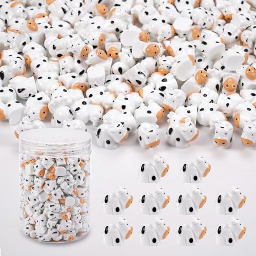JWAJWY 240 Pcs Mini Resin Cow Miniature Figurines with Jar Cute Fairy Garden Toys Cow Figures for Outdoor Moss Landscape DIY Decor