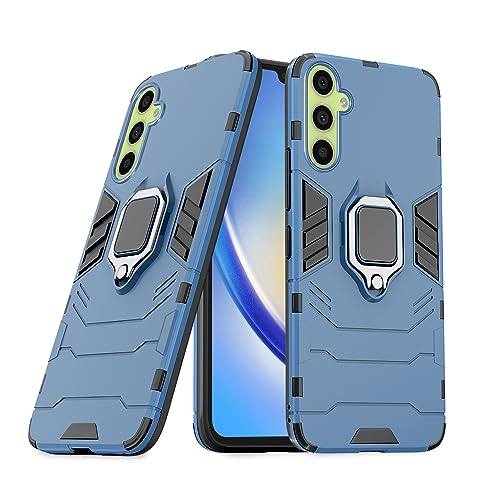 Image of Pikkme Samsung Galaxy A34 5G Back Cover | D5 Tough Armor Bumper | 360 Protection Case | Ring Holder Stand Case for Samsung Galaxy A34 5G (Blue)