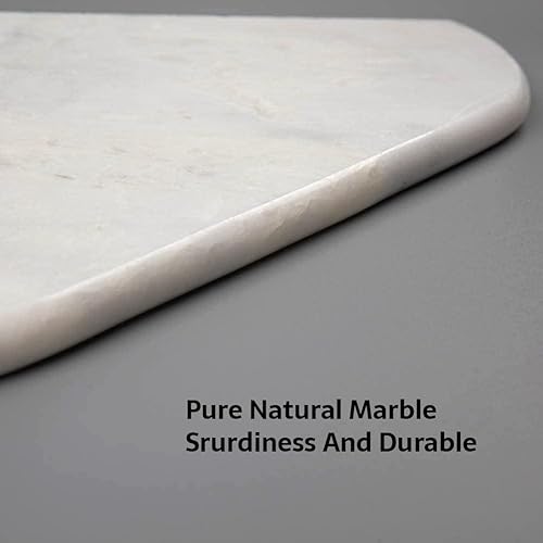 Miniatura 5 de Soulscrafts Estante esquinero de mármol blanco cremoso pulido de 9 x 9 x 59 pulgadas, borde redondo, paquete de 1