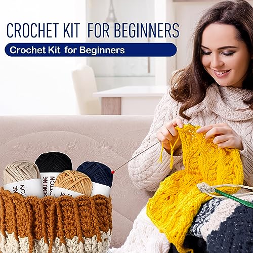 Image of Timgle 18 Pack Beginners Crochet Yarn Cotton Yarn for Crocheting and Knitting with Easy to See Stitches Cotton Nylon Blend Yarn for Crochet Kit Making(Nature Colors)