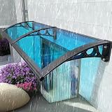 Wetsfgdg Pensilina Tettoia per Porta Balcone Esterno 120x90 cm Policarbonato Trasparente Struttura Protezione da Pioggia e Neve Ideale per Ingresso, Finestra e Terrazzo-W*L:120 * 90cm