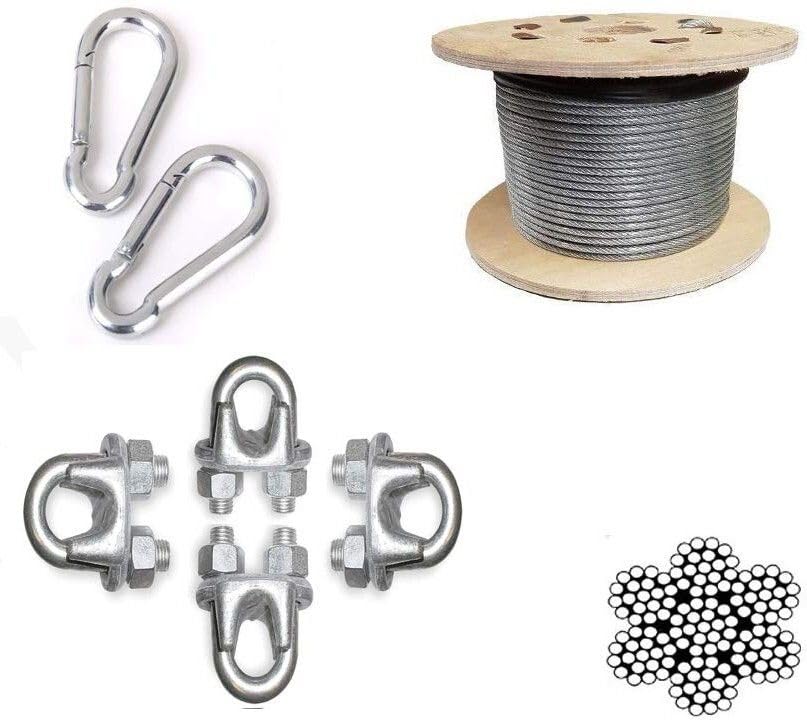Gym Machine PU Coated Wire 6MM 5M Silver with 2 Snap Hook, 4 Gym Wire Lock Multi-Training Bar ()-picture-14