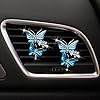 shenruifa 2Pcs Rhinestone Butterfly Car Air Freshener Clips - Bling Vent Diffuser with Fragrance, Sparkly Car Interior Decor Accessories for Women (Blue) #2