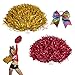 Ksheria 3 Pcs 12 in Cheerleading Pom Poms with Large Metallic Hair Bow for Girls, Team Spirit Dance Party Sports Accessories – Football Basketball Events Cheer Gear (Gold + Red)