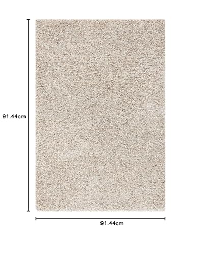 Image of Handwoven Microfibre 3D Rug for Living Room (Beige, 3 X 3 Feet (Square), Microfibre)