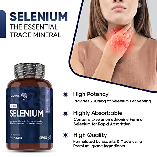 Selenium-200mcg-365-Selenium-Tablets-1-Year-Supply-Yeast-Free-Selenium-Supplements-L-Selenomethionine-Natural-Immune-System-Thyroid-Supplements-Hair-and-Nail-Supplements-for-Women-Men