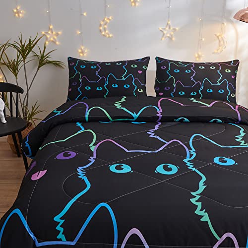 Namoxpa Cat Comforter Sets,Colorful Cats Pattern For Kids Boys,Decorative Bedding Comforter Sets With 2 Pillow Shams, Queen Size #TOP2
