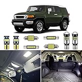 AUTOGINE 8 Piece White LED Interior Lights Kit for Toyota FJ Cruiser 2007 2008 2009 2010 2011 2012 2013 2014 Super Bright 6000K LED Light Bulbs Package + Install Tool