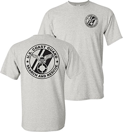 USCG US Coast Guard Search and Rescue Front & Back Ash Grey T-Shirt USA