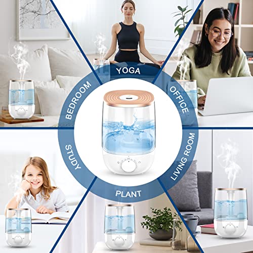 Hls 3.5L Cool Mist Humidifiers For Large Room Home,Top Fill Ultrasonic Air Humidifier For Bedroom 23Db Whisper Quiet Waterless Auto-Off,41 Hours Air Vaporizer Humidifier With 2 Mist Model For Office #TOP6