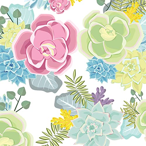 Image of Beistle Succulents Tablecover, 54 inchx108 inch, 2 Pieces, Spring Summer Picnic Tea Plant Party Table Decorations