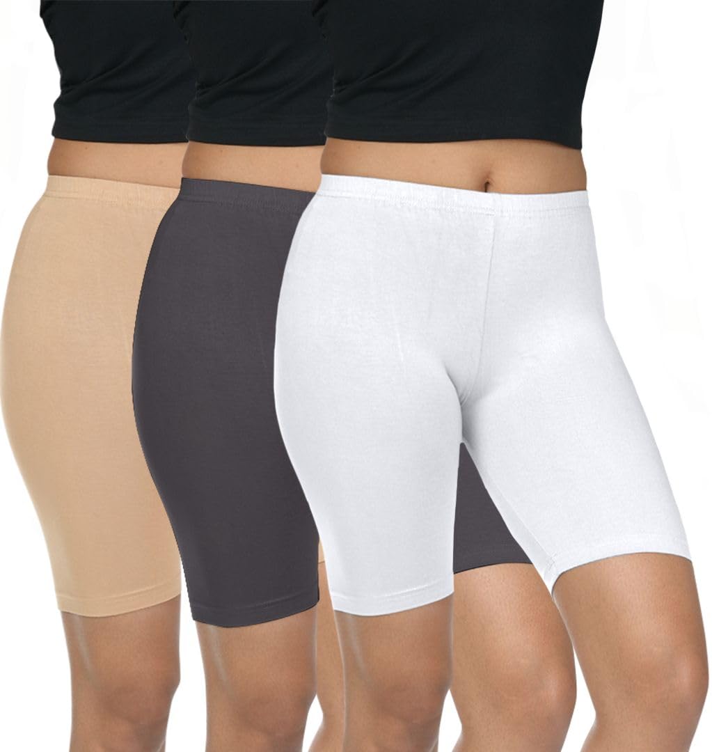 Pack of 3 Women Viscose Blend Solid Shorts (Deep Skin)-image-14