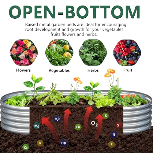Image of Galvanized Raised Garden Bed Outdoor, 4x2x1ft(2Pack) Metal Heavy Duty Planter Boxes for Gardening, Easy Assemble Bottomless Small Oval Plant Container Kit for Vegetable, Flower, Fruit, Silver