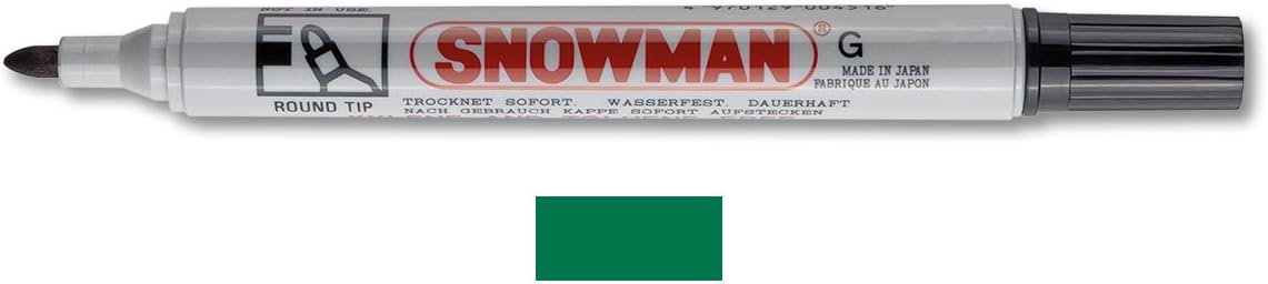 Snowman G-12 Y Yuvarlak Uçlu Permanent Markör, Yeşil