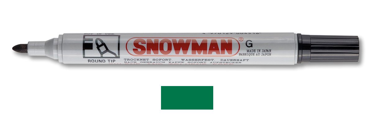 Snowman G-12 Y Yuvarlak Uçlu Permanent Markör, Yeşil
