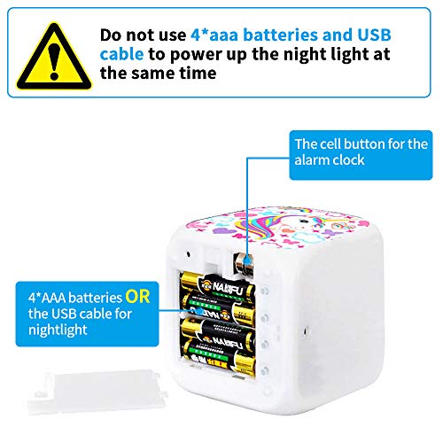 Sveglie digitali Unicorn per ragazze, LED Night Cube incandescente Orologio LCD con bambini leggeri Sveglia Comodino Regali di compleanno per bambini Donne Camera da letto per adulti (7) - Image 7