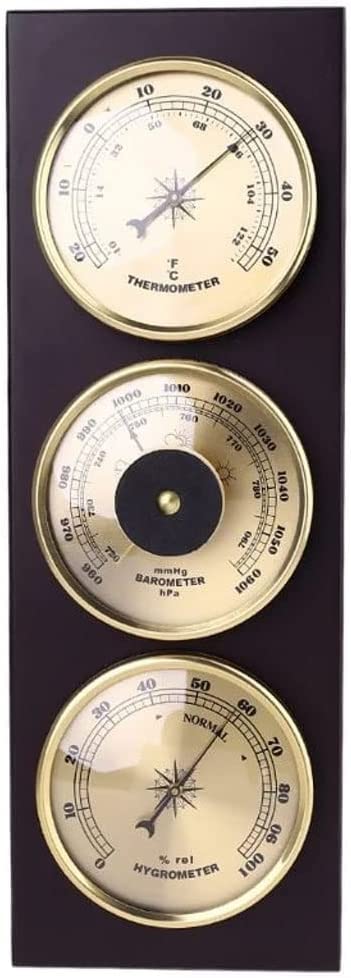 Stazione meteorologica 3 in 1 con termometro, barometro e igrometro da Parete con Base in Legno
